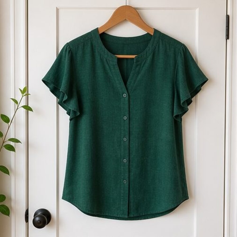 Emerald Button Blouse